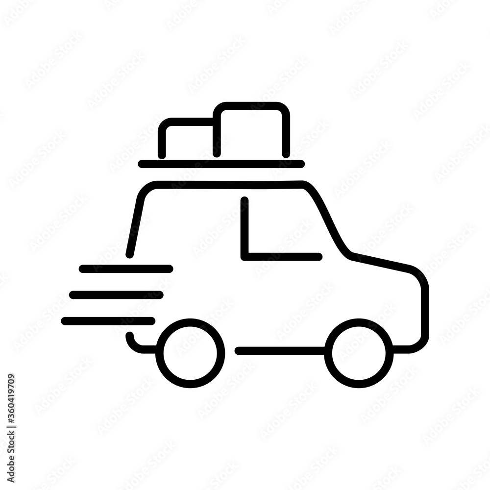 Car with luggage outline icon.