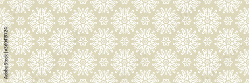 Floral seamless pattern. White flowers on olive green background