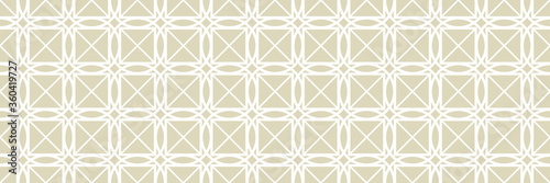 Geometric seamless pattern. White ornament on olive green long background