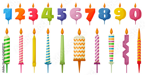 Birthday candle isolated cartoon set icon. Vector cartoon set icon anniversary. Vector illustration birthday candle on white background .