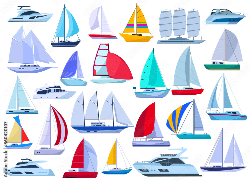 Sail yacht vector cartoon set icon. Vector illustration sailboat on white  background. Isolated cartoon set icon sail yacht. Stock Vector | Adobe Stock