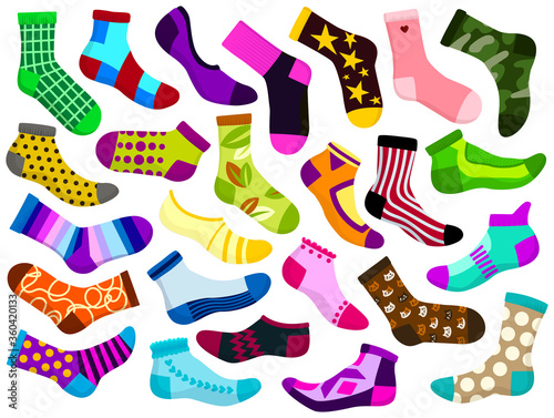 Different socks vector cartoon set icon. Vector illustration hosiery on white background. Isolated cartoon set icon different socks.