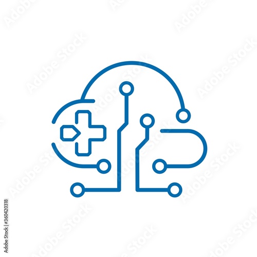 Add the capabilities of the electronic service cloud. Vector linear icon isolated on white background.