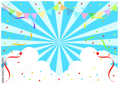 放射状　青空　フェスティバル　ブルー背景
