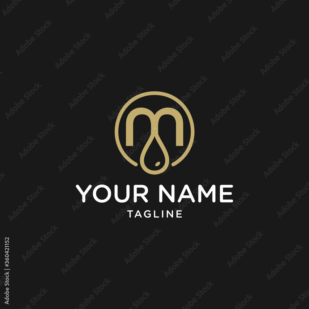 M Letter Initials Mark with Water Drop Monogram Logo Design M Letter Initials Mark with Water Drop Monogram Logo Design