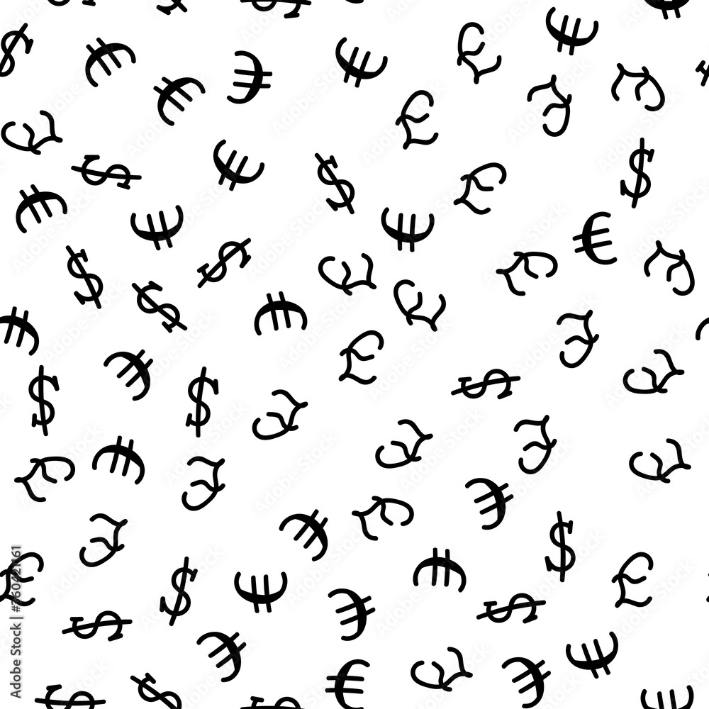 Seamless pattern symbols of the currencies
