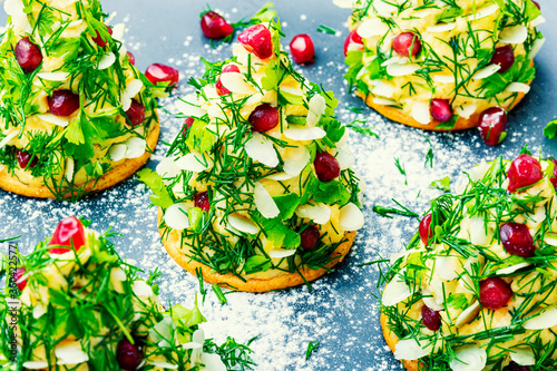 Appetizing Christmas canapes.