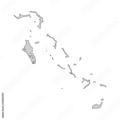 Map of Bahamas divided to regions. Outline map. Vector illustration.