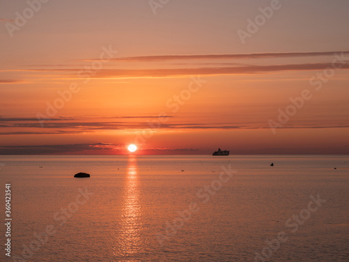 View of beautiful sunset on Baltic Sea Estonia