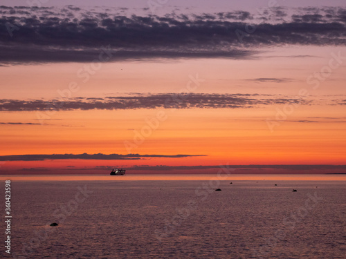View of beautiful sunset on Baltic Sea Estonia