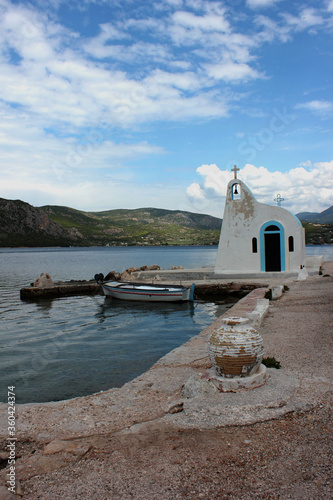 Lake Vouliagmeni near Loutraki Greece photo