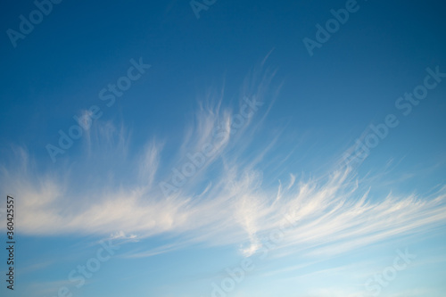 White Cirrostratus Clouds On Sky In Spring.