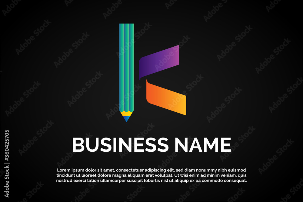 Colorful Education Logo Template Monogram Letter k Colorful Education Logo Template Monogram Letter k