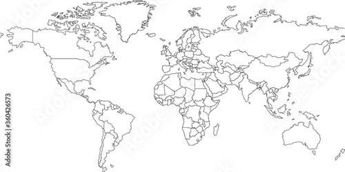 World map with countries, circuit