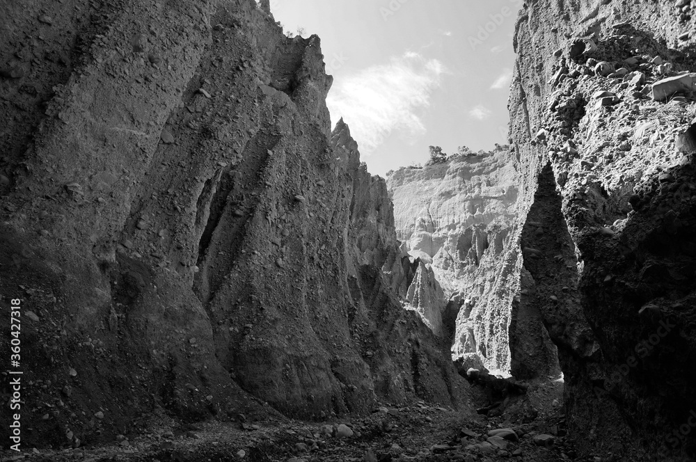 Black & White photos of The Pinnacles rock formation in New Zealand