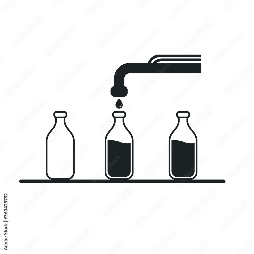 Milk production conveyor belt vector icon Milk production conveyor belt vector icon