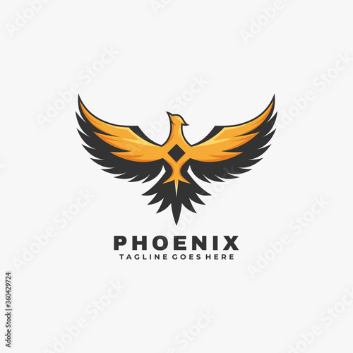 Vector Logo Illustration Phoenix Simple Mascot Style.