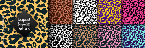 Fotografering Trendy leopard seamless pattern set