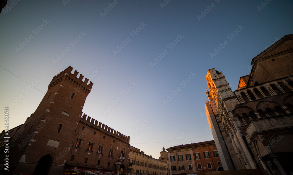 The view of the Piazza Trento E Tieste in the city of Ferrara Italy Europe
