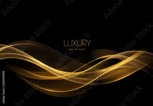Abstract shiny color gold wave design element