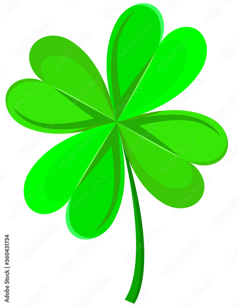 Symbol of good luck. Clover in cartoon style.
