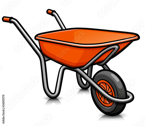 Vector whellbarrow cartoon icon isolated