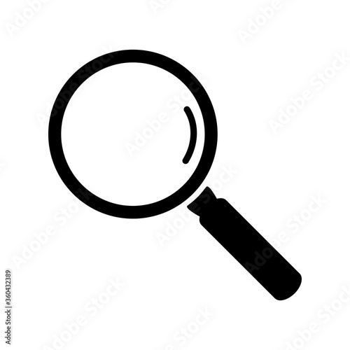Black magnifying glass icon isolated on white background. Search icon in flat style. Magnifying glass icon for search and zoom symbol, sign, ui and magnifier logo. Modern magnifying glass vector