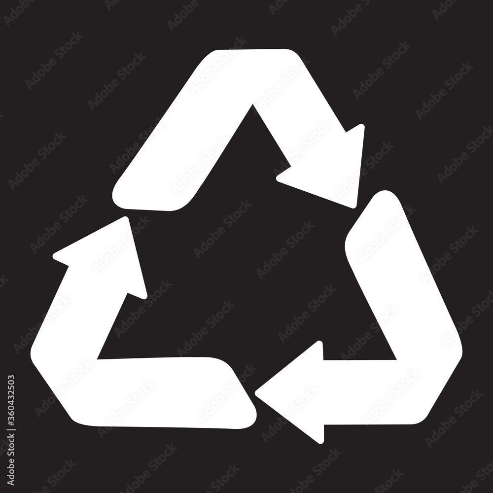 Recycle icon vector isolated on black background. Trendy recycle icon ...
