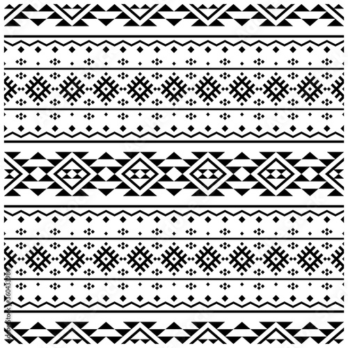 Seamless ethnic pattern textile design images-illustration in black white color