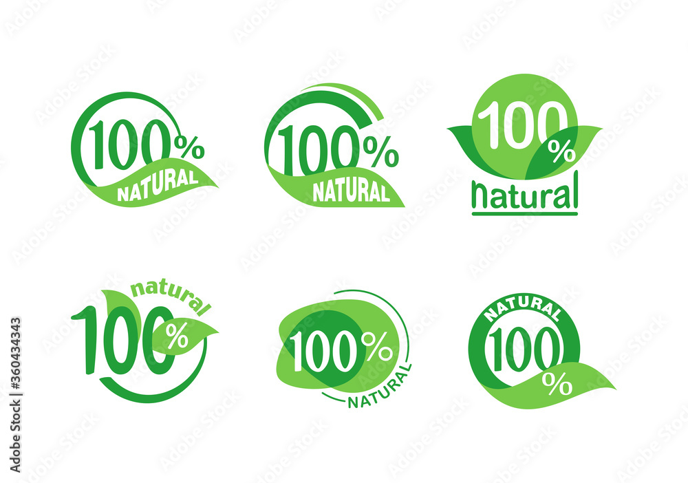 100 Natural Sticker Collection Isolated Vector Quality Stamp For 100-natural-sticker-collection-isolated-vector-quality-stamp-for