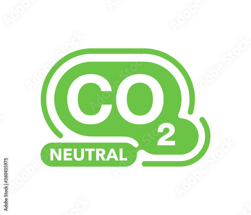 CO2 neutral stamp - carbon emissions free (no air atmosphere pollution) industrial production eco-friendly decorative isolated sign in creative frame