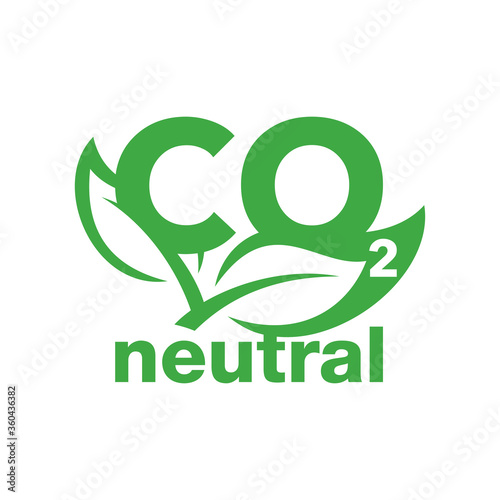 CO2 neutral stamp - carbon emissions free (no air atmosphere pollution) industrial production eco-friendly isolated sign