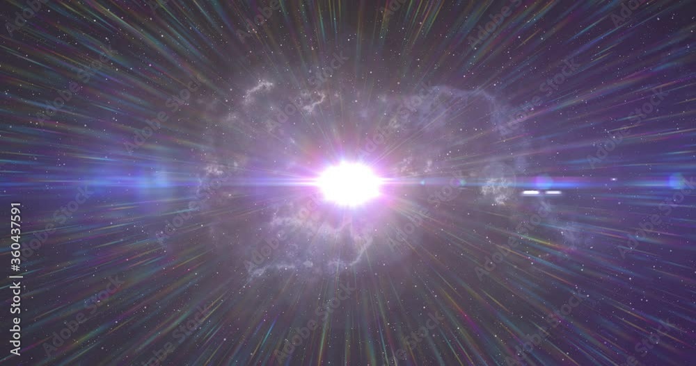 Bright white spot of light and rays glowing in the night sky Bright white spot of light and rays glowing in the night sky