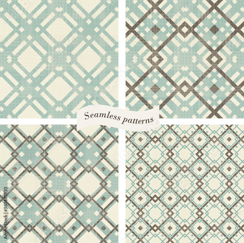 set of Abstract seamless striped geometric patterns on texture background in retro colors. Vector striped patterns can be used for ceramic tile, wallpaper, linoleum, textile, web page background