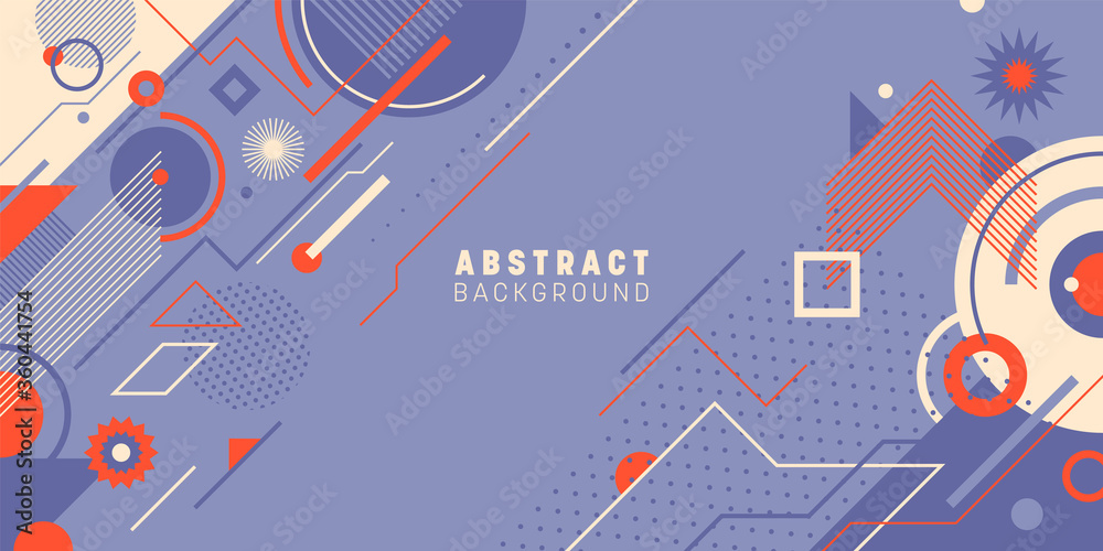 Abstract banner design made of various geometric shapes in colors. Vector illustration.
