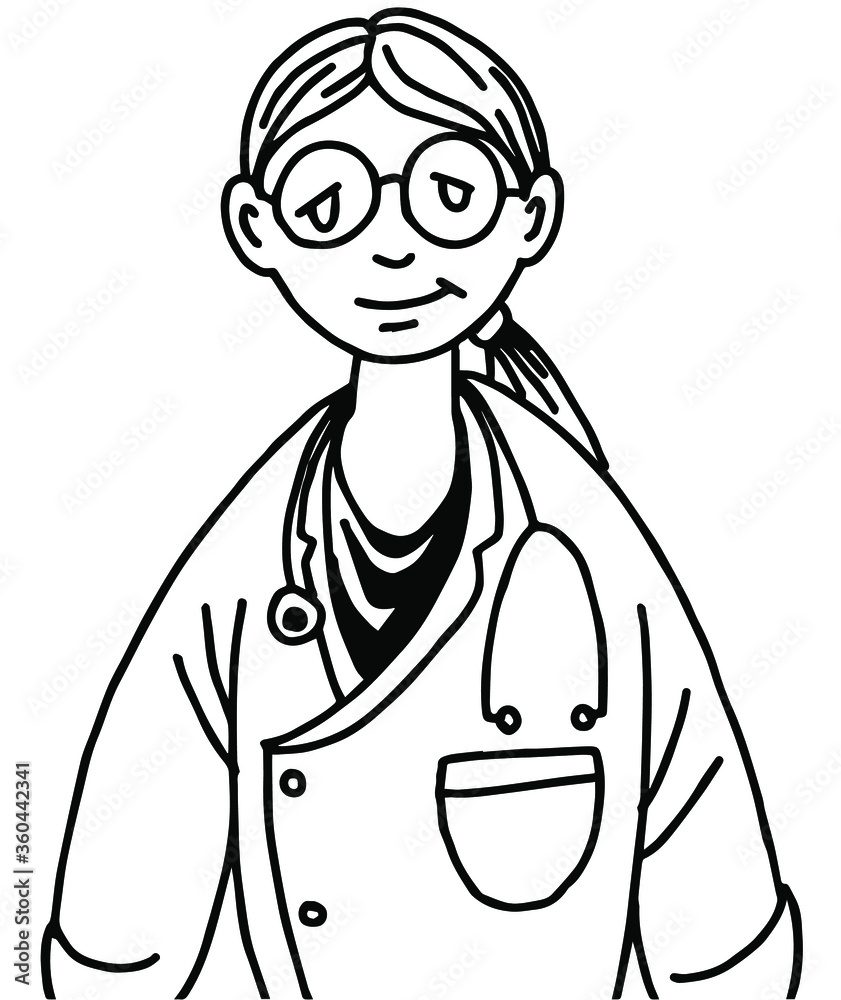 Line drawings of female doctors Line drawings of female doctors