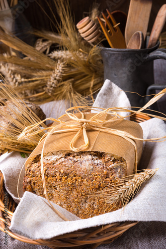 Delicious and healthy homemade wholemeal bread photo