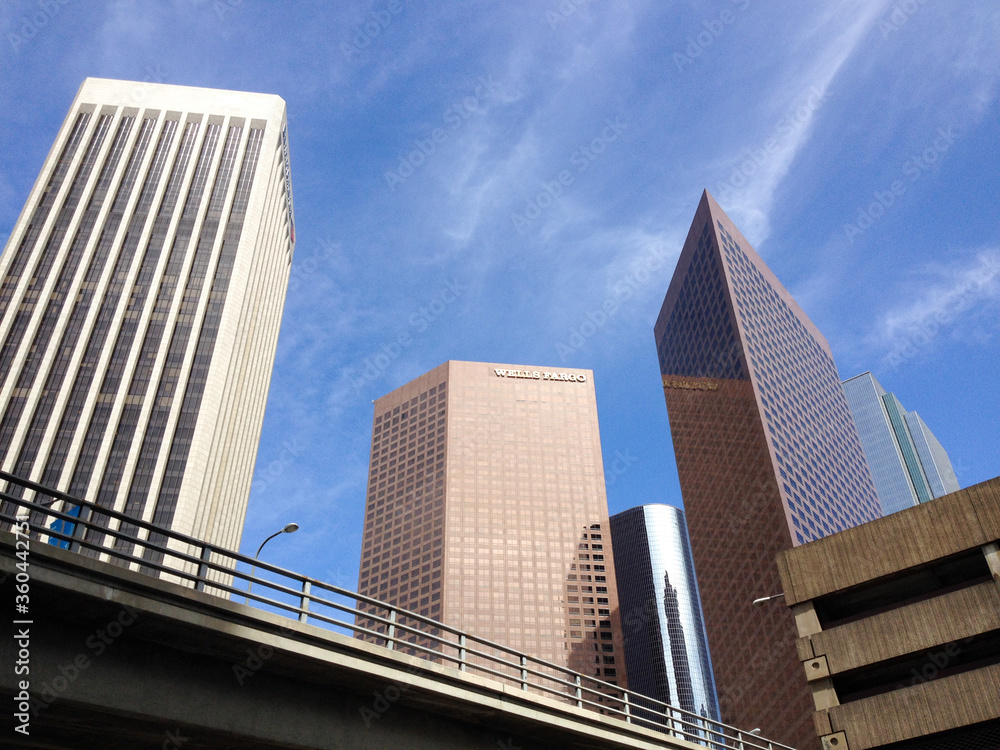 Obraz premium Modern architecture high rise skyscraper above streets Los Angeles day