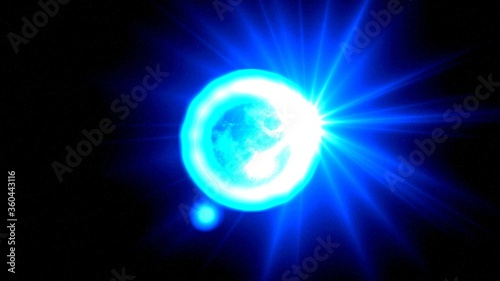 Beautiful blue flare solar eclipse