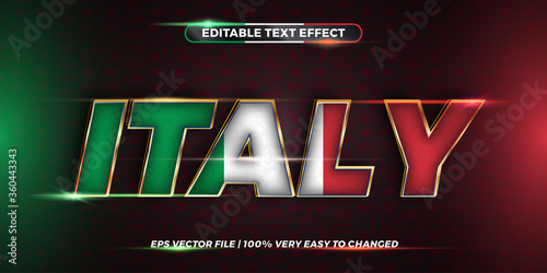 Editable text effect, Italy word with national flag