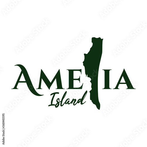 Amelia Island Map. Tourism Logo in Florida US America. Vector Illustration. photo