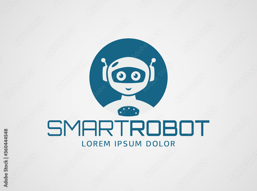 Smart robot logo. Vector symbol.