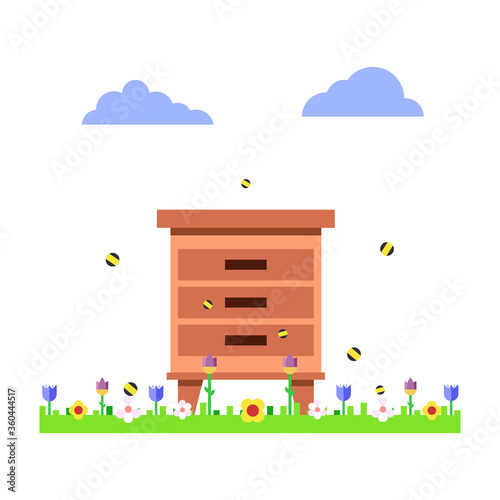 Apiary with bees