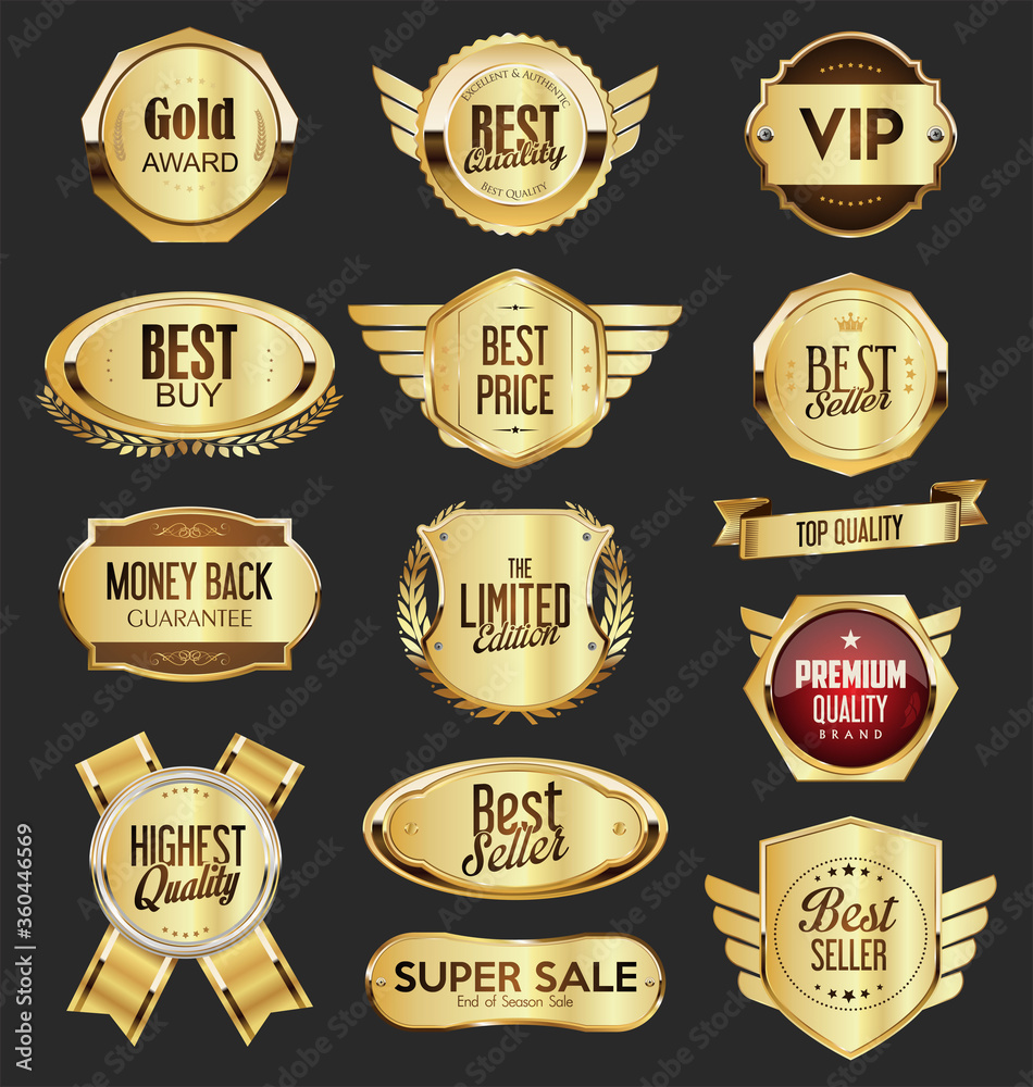 Collection of sale and premium choice golden emblem 
