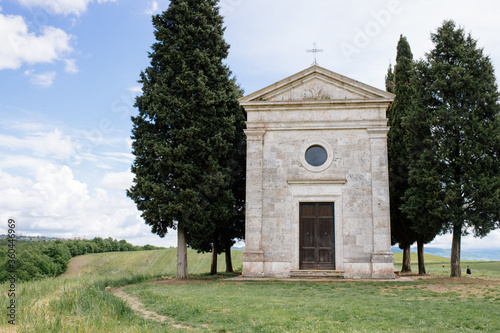 Church Cappella di Vitaleta close to Val d'Orcia in Italy, Tuscany