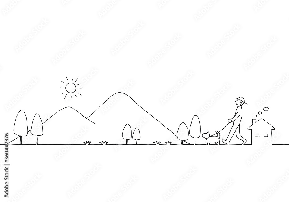 山並みの風景線画イラスト Stock ベクター Adobe Stock