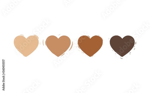 Stop racism with skin colors heart sign. For stop racism, black lives matters, I can't breathe protests