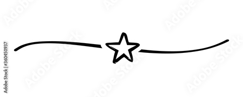 Hand drawn star with cute sketch line, divider shape. Flat starlet doodle isolated on white background for celebration ceremony or fourth of July Independence day USA. Vector illustration