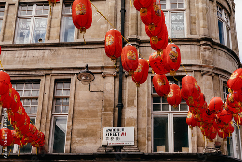 London, UK - June 14, 2020; Deserted Chinatown in London, during coronavirus lockdown in daytime. Chinatown is an ethnic enclave in the City of Westminster, London.