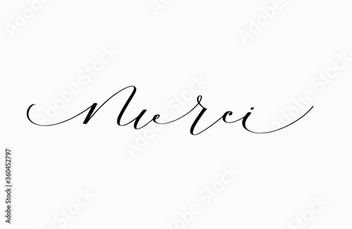 Thank you in French ink modern calligraphy design
